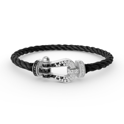 [Radiant Gem]¯FORCE LARGE HORSESHOE BLACK WHITE DIAMOND BRACELET SILVER