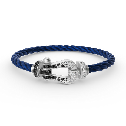 [Radiant Gem]¯FORCE LARGE HORSESHOE BLACK WHITE DIAMOND BRACELET SILVER