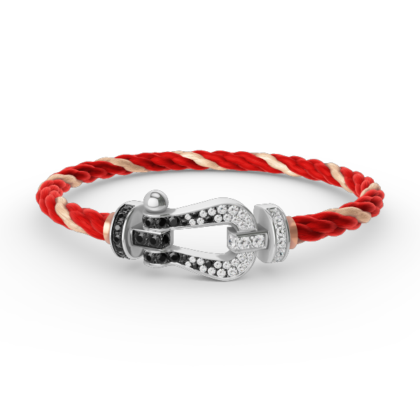 [Radiant Gem]¯FORCE LARGE HORSESHOE BLACK WHITE DIAMOND BRACELET SILVER