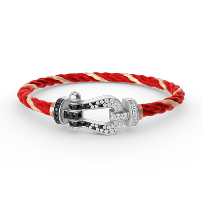 [Radiant Gem]¯FORCE LARGE HORSESHOE BLACK WHITE DIAMOND BRACELET SILVER