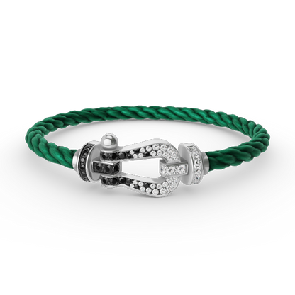 [Radiant Gem]¯FORCE LARGE HORSESHOE BLACK WHITE DIAMOND BRACELET SILVER