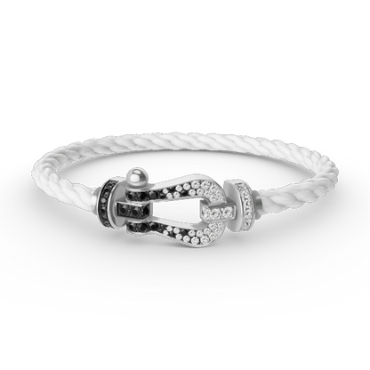 [Radiant Gem]¯FORCE LARGE HORSESHOE BLACK WHITE DIAMOND BRACELET SILVER
