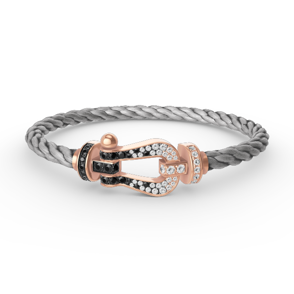 [Radiant Gem]¯FORCE LARGE HORSESHOE BLACK WHITE DIAMOND BRACELET ROSE GOLD
