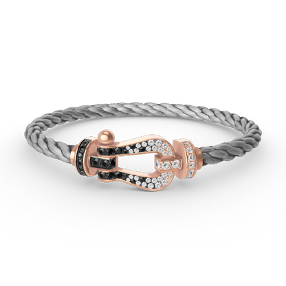 [Radiant Gem]¯FORCE LARGE HORSESHOE BLACK WHITE DIAMOND BRACELET ROSE GOLD