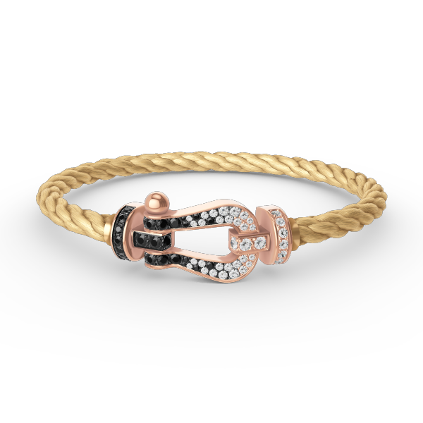 [Radiant Gem]¯FORCE LARGE HORSESHOE BLACK WHITE DIAMOND BRACELET ROSE GOLD