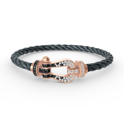 [Radiant Gem]¯FORCE LARGE HORSESHOE BLACK WHITE DIAMOND BRACELET ROSE GOLD