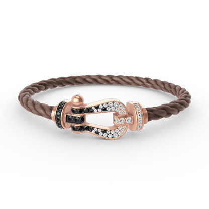 [Radiant Gem]¯FORCE LARGE HORSESHOE BLACK WHITE DIAMOND BRACELET ROSE GOLD