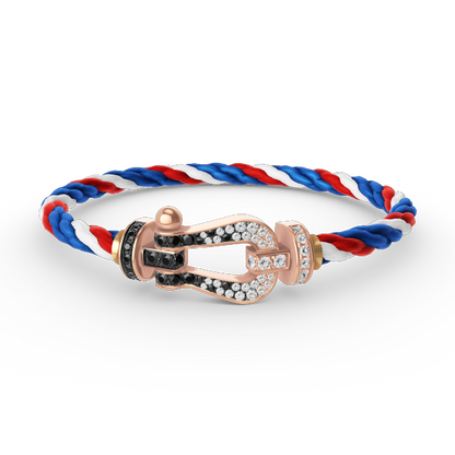 [Radiant Gem]¯FORCE LARGE HORSESHOE BLACK WHITE DIAMOND BRACELET ROSE GOLD