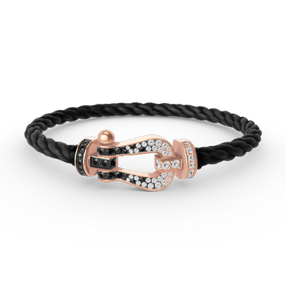 [Radiant Gem]¯FORCE LARGE HORSESHOE BLACK WHITE DIAMOND BRACELET ROSE GOLD
