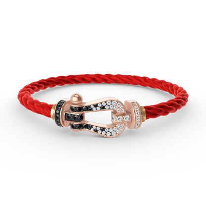 [Radiant Gem]¯FORCE LARGE HORSESHOE BLACK WHITE DIAMOND BRACELET ROSE GOLD