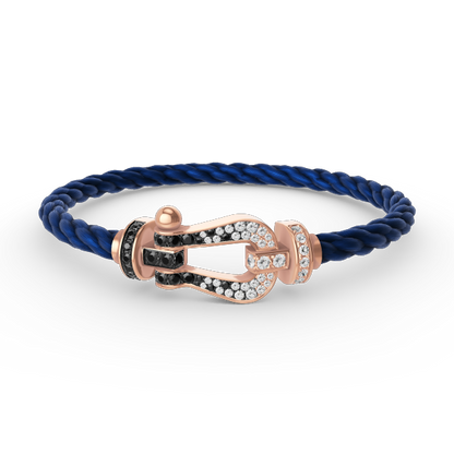 [Radiant Gem]¯FORCE LARGE HORSESHOE BLACK WHITE DIAMOND BRACELET ROSE GOLD