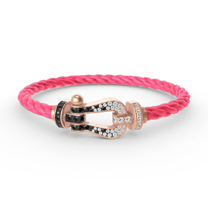 [Radiant Gem]¯FORCE LARGE HORSESHOE BLACK WHITE DIAMOND BRACELET ROSE GOLD