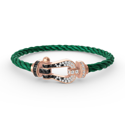 [Radiant Gem]¯FORCE LARGE HORSESHOE BLACK WHITE DIAMOND BRACELET ROSE GOLD