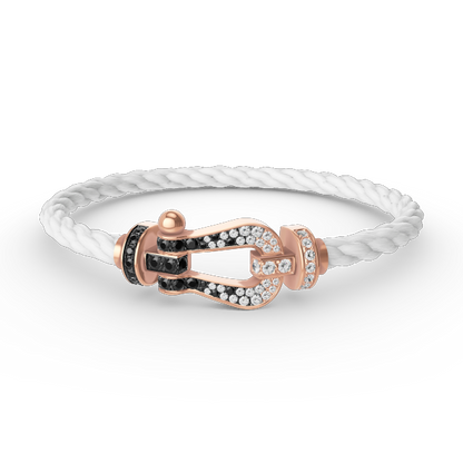 [Radiant Gem]¯FORCE LARGE HORSESHOE BLACK WHITE DIAMOND BRACELET ROSE GOLD