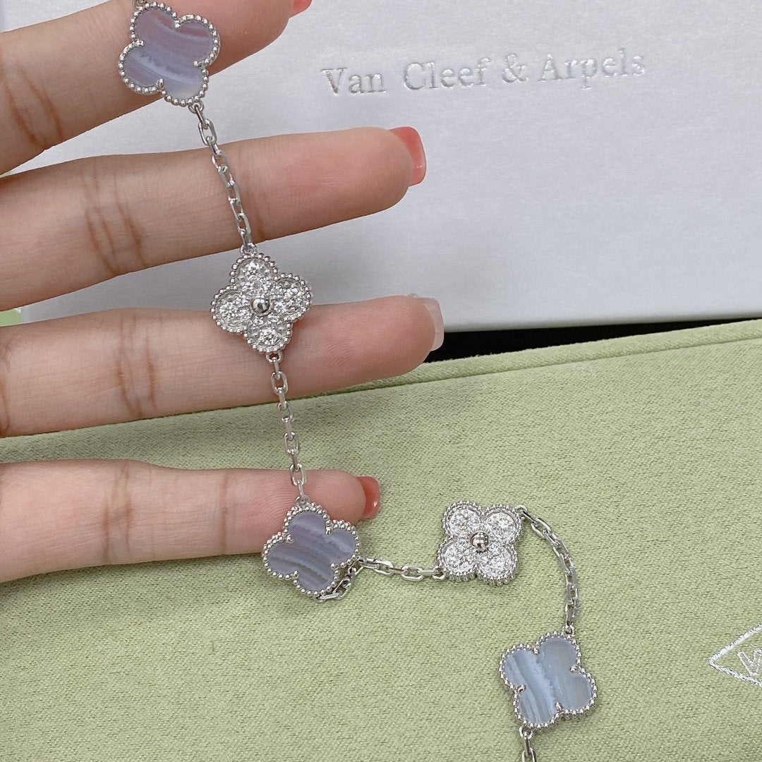 [Radiant Gem]New  CLOVER 5 MOTIF PURPLE CHALCEDONY BRACELET COLLECTION