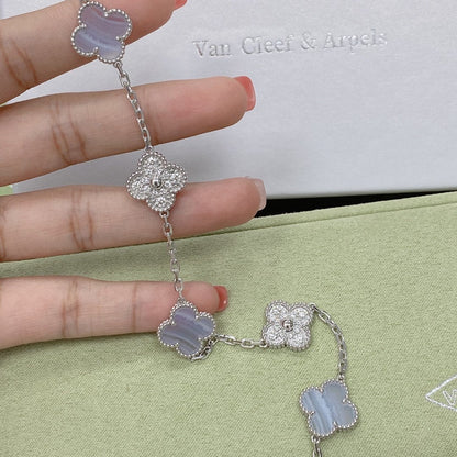 [Radiant Gem]New  CLOVER 5 MOTIF PURPLE CHALCEDONY BRACELET COLLECTION