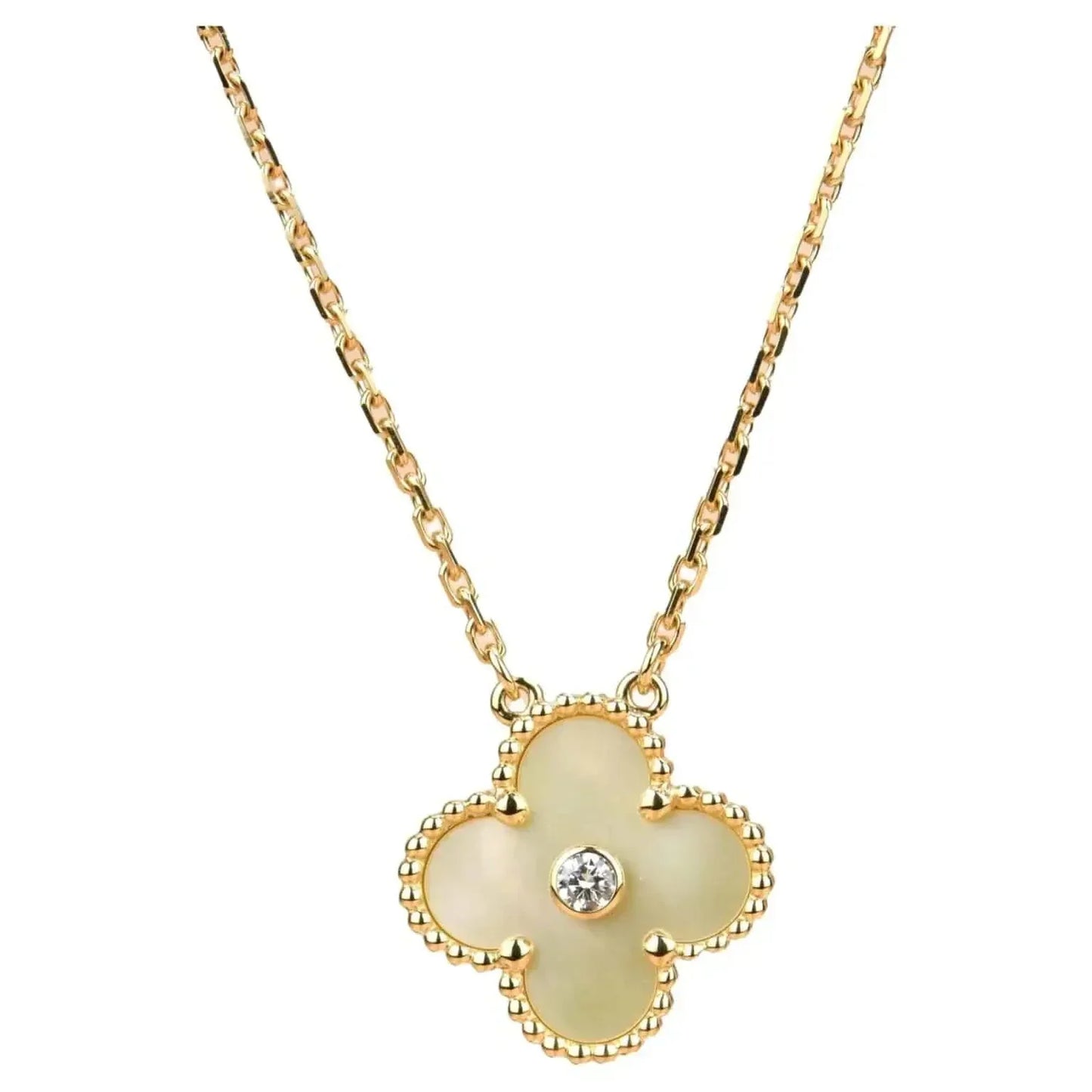[Radiant Gem]¯CLOVER 15MM DIAMOND GOLD MOTHER OF PEARL NECKLACE