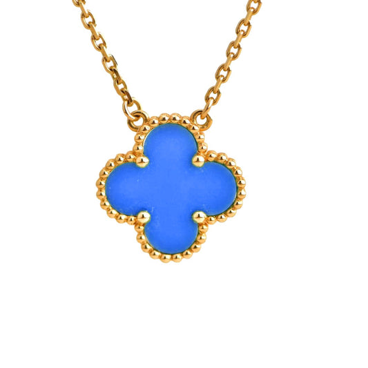 [Radiant Gem]¯CLOVER 15MM BLUE AGATE NECKLACE