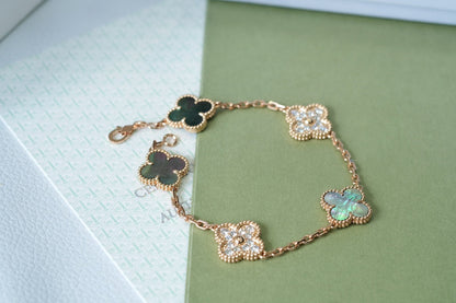 [Radiant Gem]New CLOVER 5 MOTIF GRAY MOP BRACELET COLLECTION