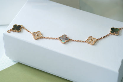 [Radiant Gem]New CLOVER 5 MOTIF GRAY MOP BRACELET COLLECTION