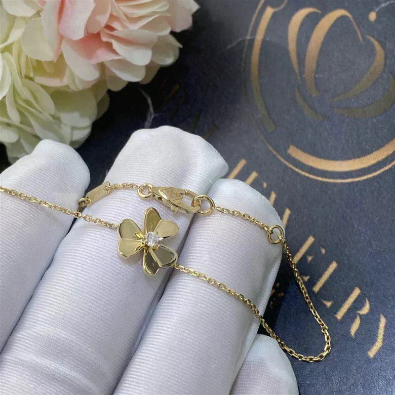 [Radiant Gem]¯FRIVOLE GOLD FLOWER PINK MALACHITE BRACELET