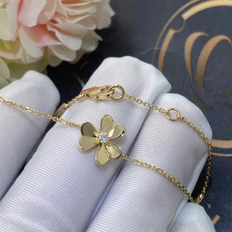 [Radiant Gem]¯FRIVOLE GOLD FLOWER PINK MALACHITE BRACELET