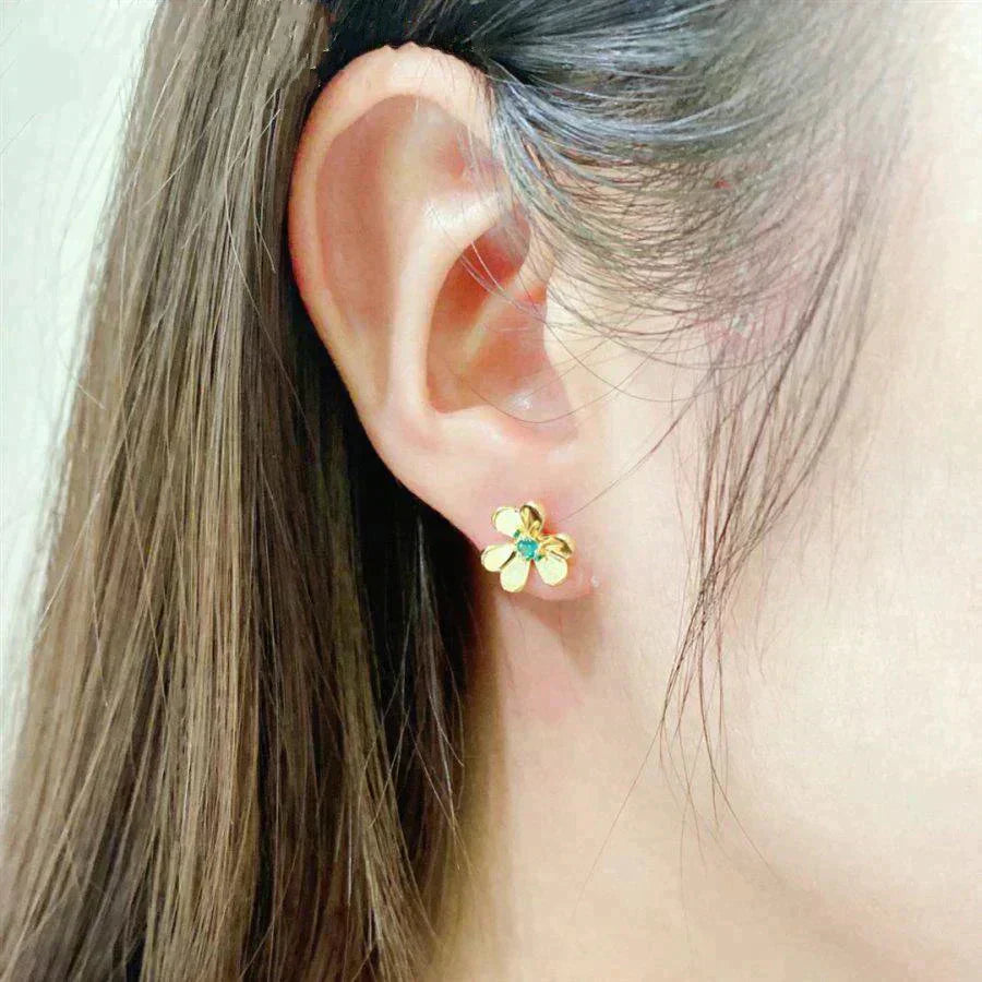 [Radiant Gem]¯FRIVOLE  FLOWER MALACHITE EARRINGS