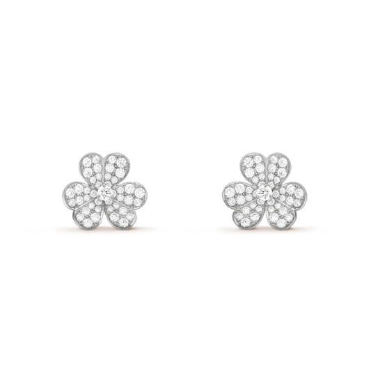 [Radiant Gem]¯FRIVOLE SILVER FLOWER DIAMOND EARRINGS