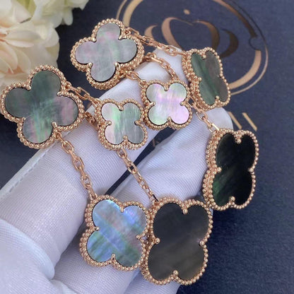 [Radiant Gem]¯CLOVER EARRINGS DARK MOP 4 MOTIFS ROSE GOLD