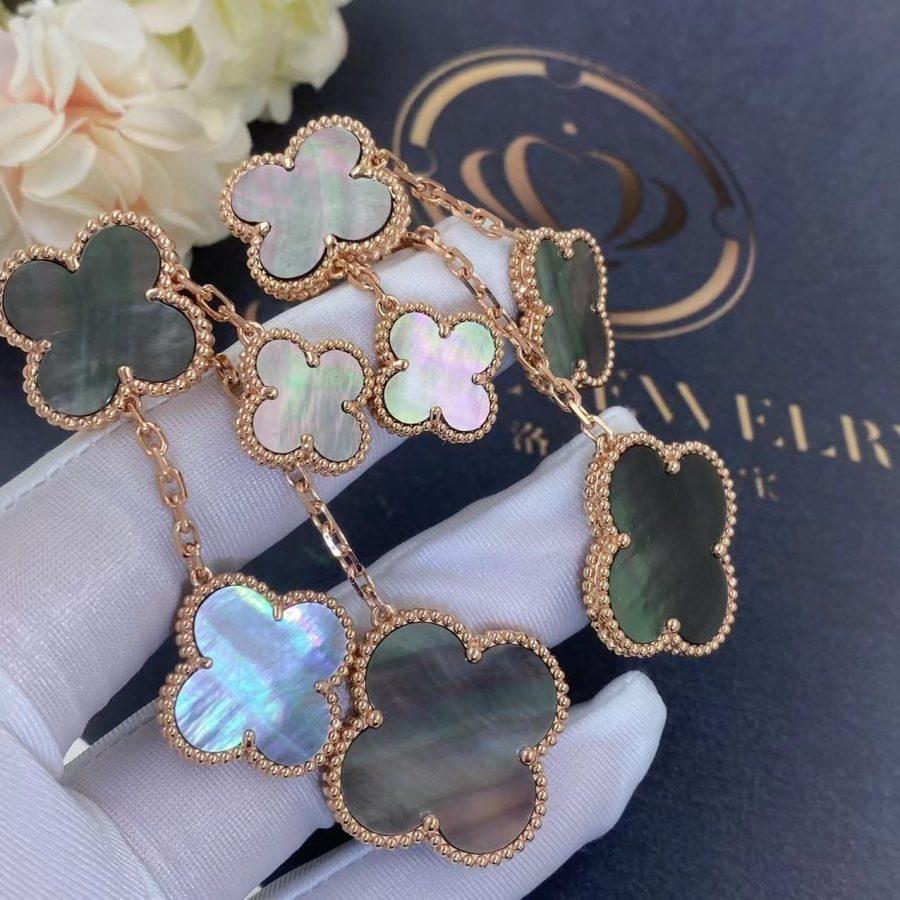 [Radiant Gem]¯CLOVER EARRINGS DARK MOP 4 MOTIFS ROSE GOLD