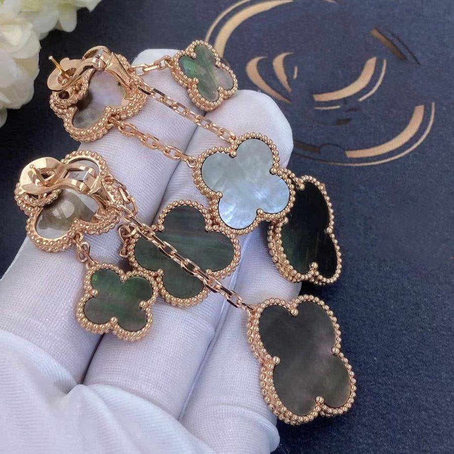 [Radiant Gem]¯CLOVER EARRINGS DARK MOP 4 MOTIFS ROSE GOLD