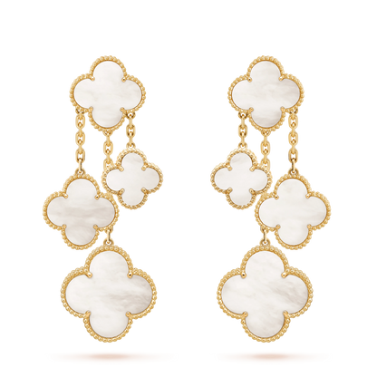 [Radiant Gem]¯CLOVER EARRINGS WHITE MOP 4 MOTIFS GOLD