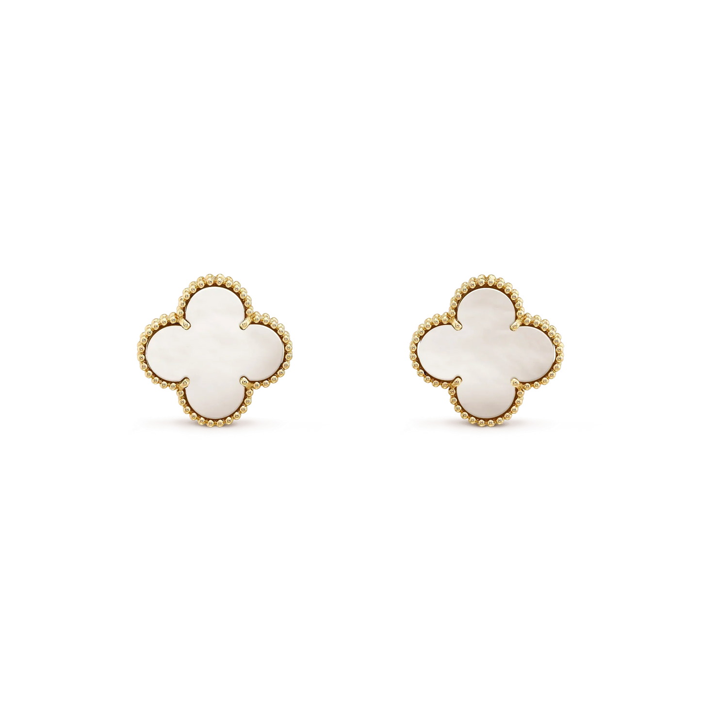 [Radiant Gem]¯CLOVER MEDIUM 1 MOTIFS  WHITE MOP STUD EARRINGS