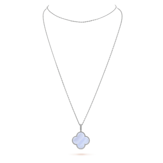 [Radiant Gem]¯CLOVER SILVER CHALCEDONY BIG CLOVER NECKLACE