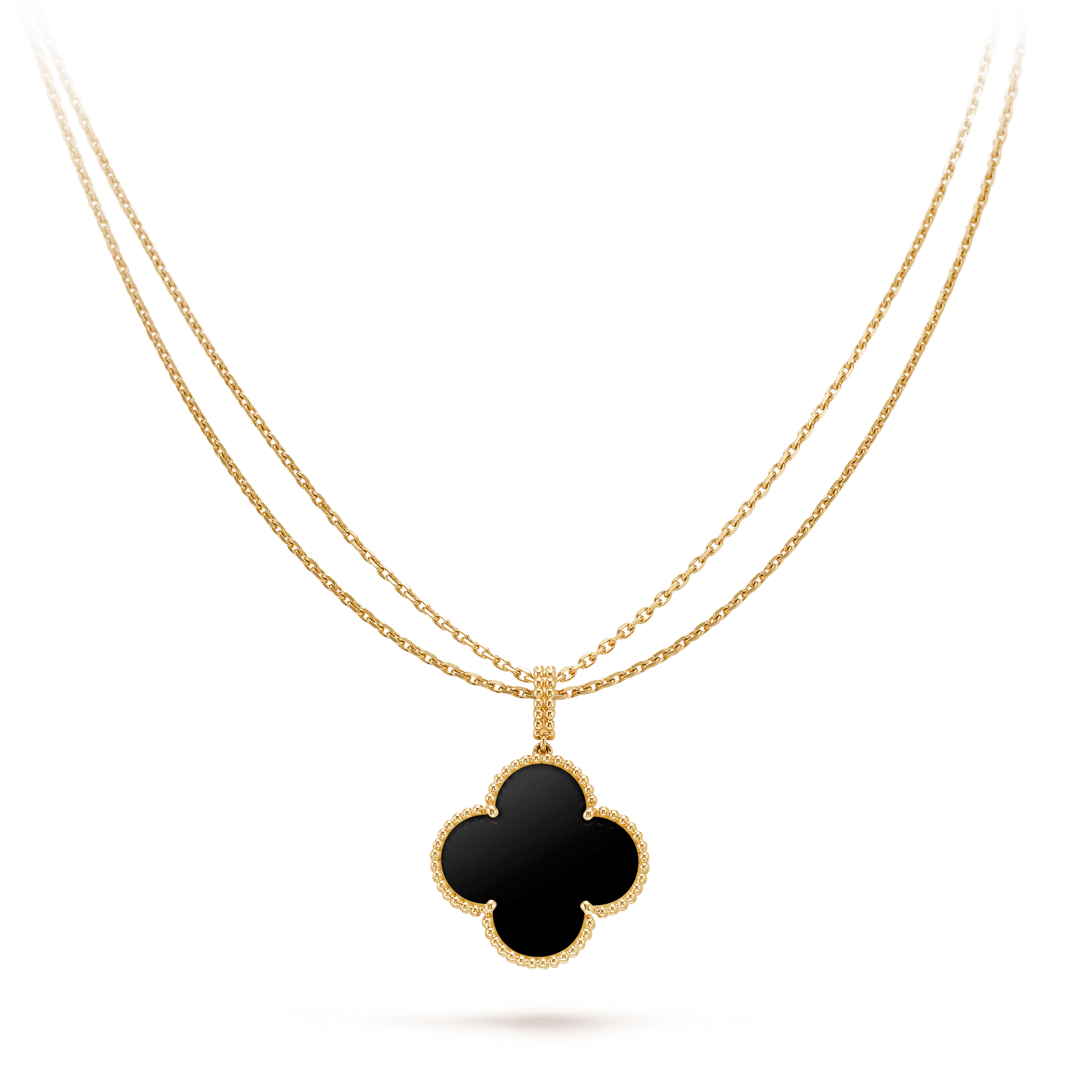 [Radiant Gem]¯CLOVER 25MM GOLD ONYX BIG CLOVER NECKLACE