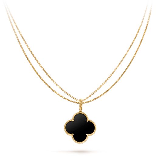 [Radiant Gem]¯CLOVER 25MM GOLD ONYX BIG CLOVER NECKLACE