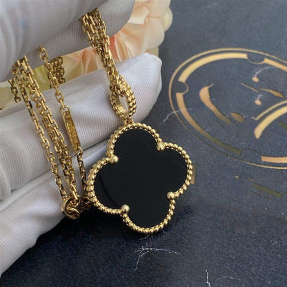 [Radiant Gem]¯CLOVER 25MM GOLD ONYX BIG CLOVER NECKLACE