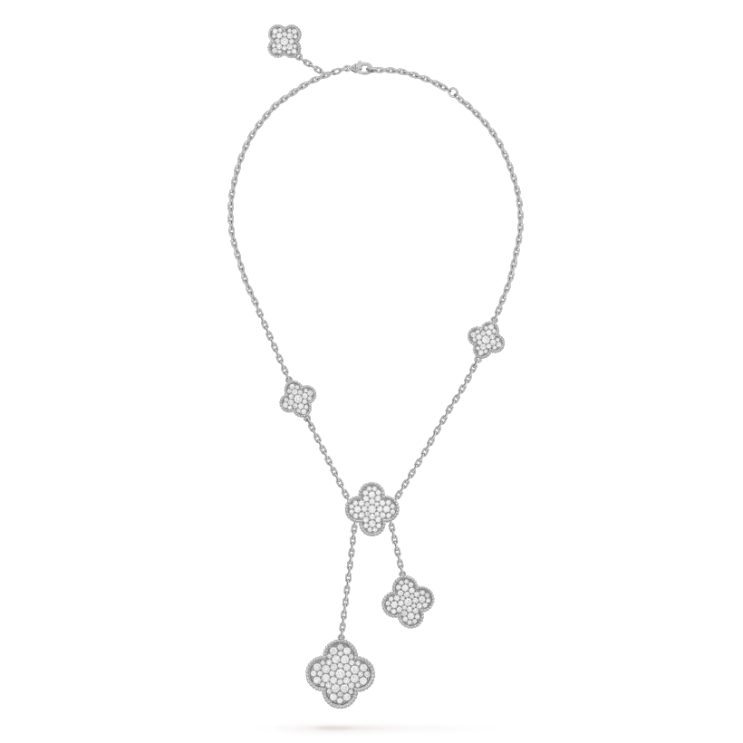 [Radiant Gem]¯CLOVER 5 MOTIFS SILVER DIAMONDS NECKLACE