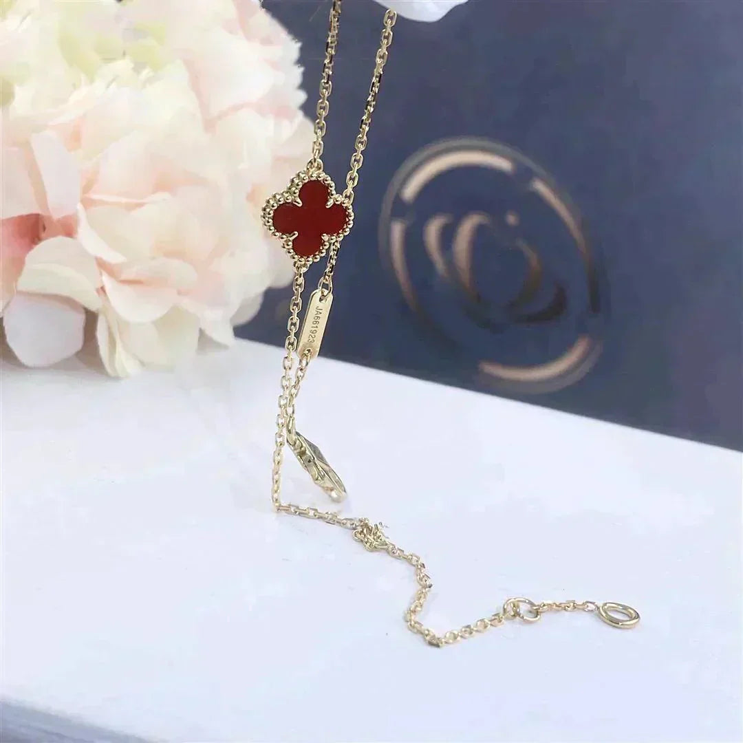 [Radiant Gem]¯CLOVER  CARNELIAN SINGLE FLOWER BRACELET