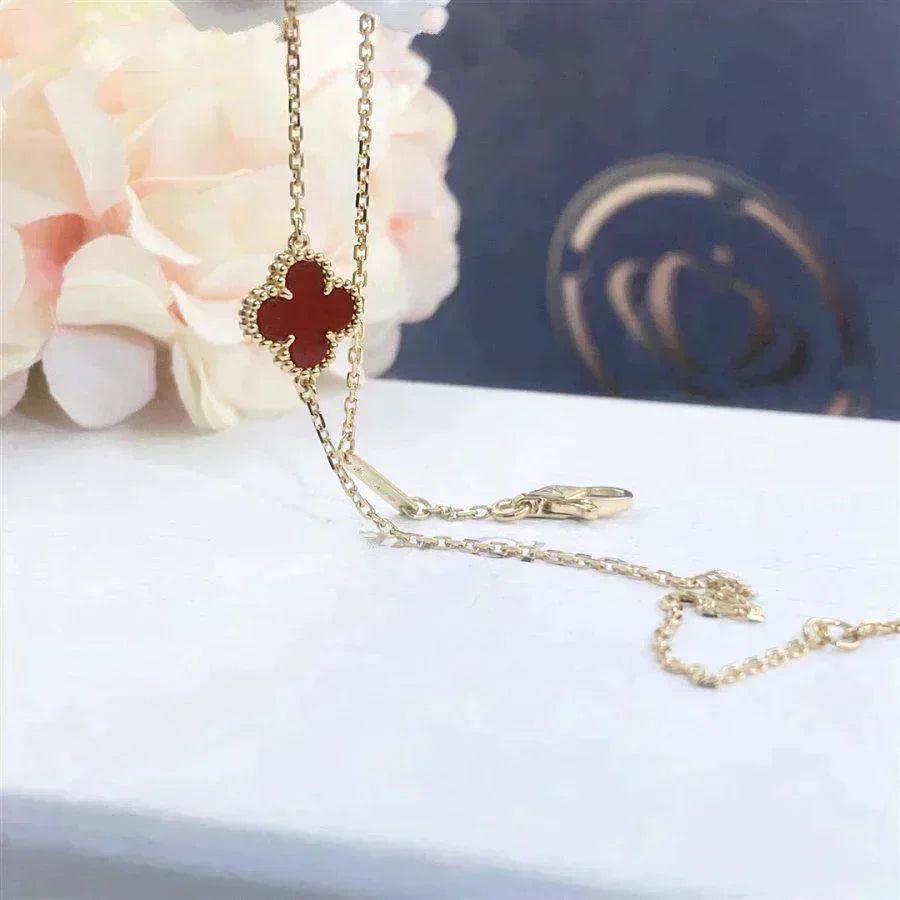 [Radiant Gem]¯CLOVER  CARNELIAN SINGLE FLOWER BRACELET