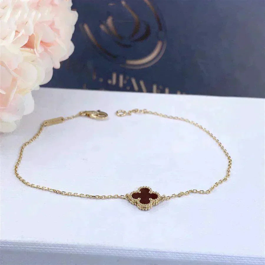 [Radiant Gem]¯CLOVER  CARNELIAN SINGLE FLOWER BRACELET