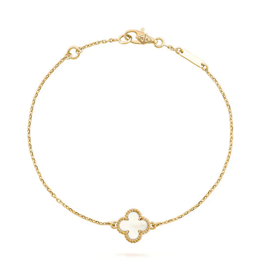 [Radiant Gem]¯CLOVER WHITE MOP SINGLE FLOWER BRACELET