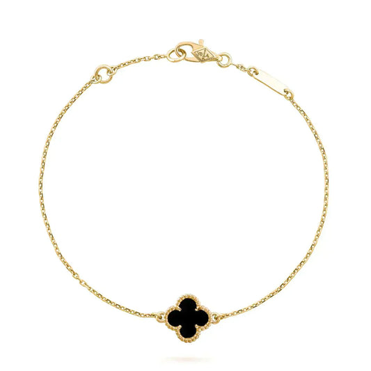 [Radiant Gem]¯CLOVER ONYX SINGLE FLOWER BRACELET