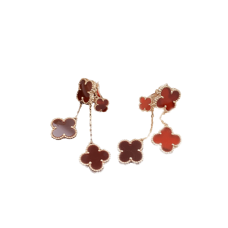 [Radiant Gem]¯CLOVER EARRINGS CARNELIAN 4 MOTIFS PINK GOLD