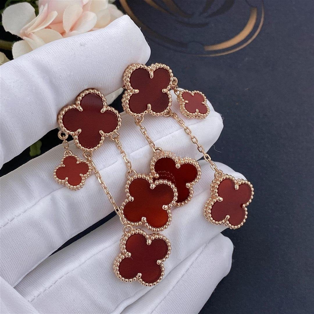 [Radiant Gem]¯CLOVER EARRINGS CARNELIAN 4 MOTIFS PINK GOLD