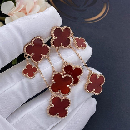 [Radiant Gem]¯CLOVER EARRINGS CARNELIAN 4 MOTIFS PINK GOLD