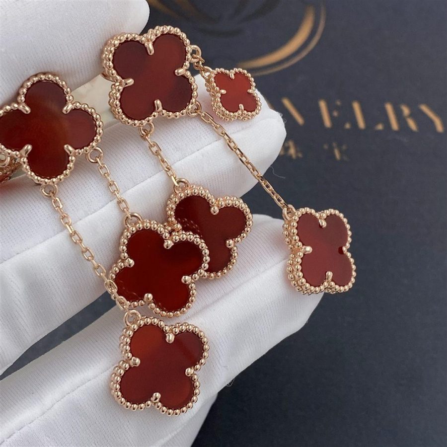 [Radiant Gem]¯CLOVER EARRINGS CARNELIAN 4 MOTIFS PINK GOLD