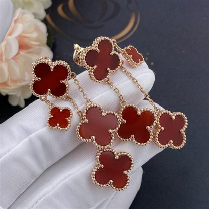 [Radiant Gem]¯CLOVER EARRINGS CARNELIAN 4 MOTIFS PINK GOLD