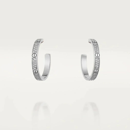 [Radiant Gem]¯LOVE DIAMOND SILVER HOOP EARRINGS