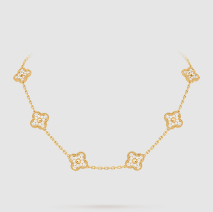 [[Radiant Gem]¯]CLOVER 10 MOTIFS FULL DIAMOND NECKLACE